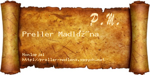 Preller Madléna névjegykártya
